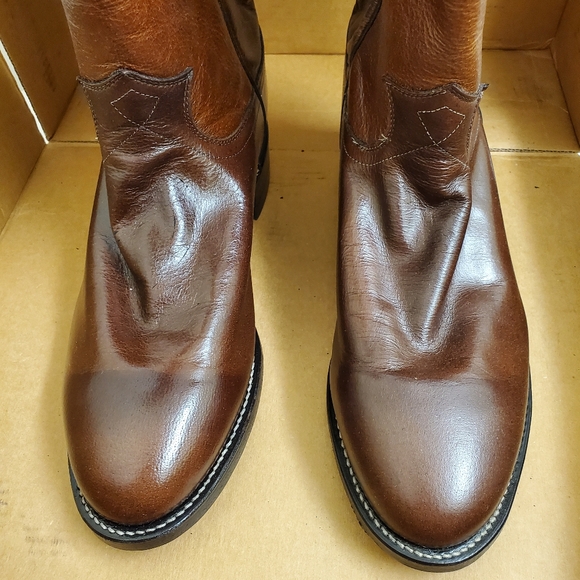 New with tags and box rare vintage real leather Justin boots size 7 D - Picture 4 of 12